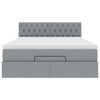 vidaXL Ł&oacute;żko Ottoman z materacem i diodami LED Jasnoszary 140x190 cm