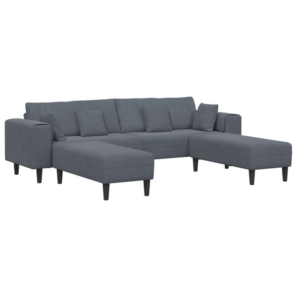 vidaXL Sofa z poduszką 3 pcs Ciemnoszary Aksamit