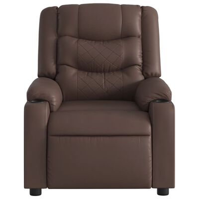 vidaXL Elektryczny fotel rozkładany, brązowy, obity sztuczną skórą