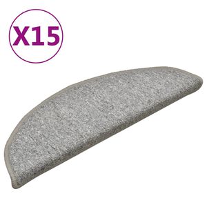 vidaXL Maty na schody 15 szt. 56x17x3 cm Jasnoszare p&oacute;łokrągłe