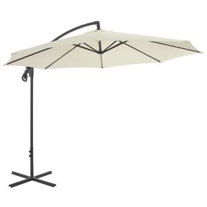 vidaXL Parasol wiszący ze stalowym słupkiem, 300 cm, piaskowy