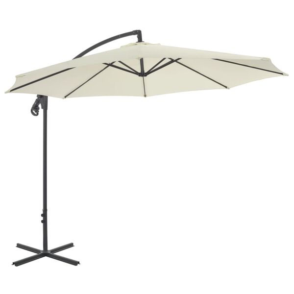vidaXL Parasol wiszący ze stalowym słupkiem, 300 cm, piaskowy