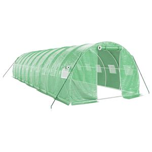 vidaXL Szklarnia ze stalową ramą, zielona, 30 m&sup2;, 10x3x2 m