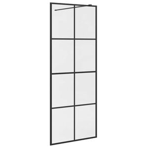 vidaXL Ścianka prysznicowa, przezroczyste szkło ESG, 80x195 cm, czarna