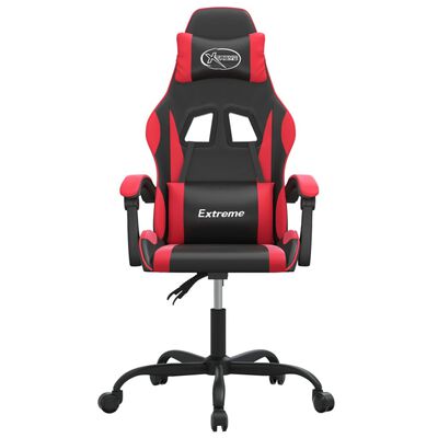vidaXL Obrotowy fotel gamingowy, czarno-czerwony, sztuczna skóra