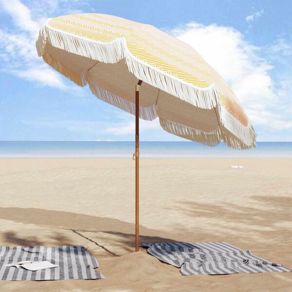 vidaXL Parasol plażowy Ż&oacute;łty i Biały 205 x 205 x 210 cm