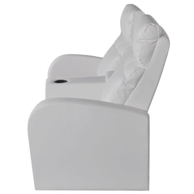 vidaXL Rozkładane fotele z LED, dla 2 osób, białe, sztuczna skóra