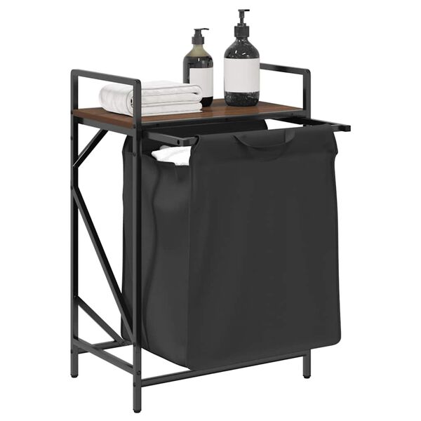 vidaXL Kosz na pranie 1 komora z półką, brązowy dąb