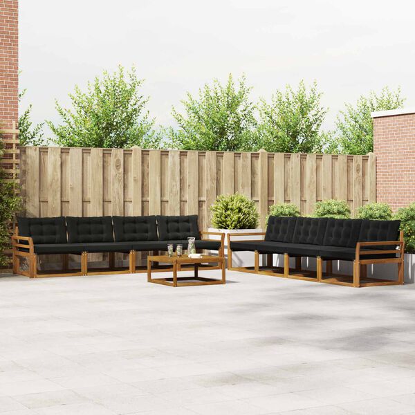 vidaXL Zestaw sof na zewnątrz z poduszką 9 pcs Naturalny i czarny