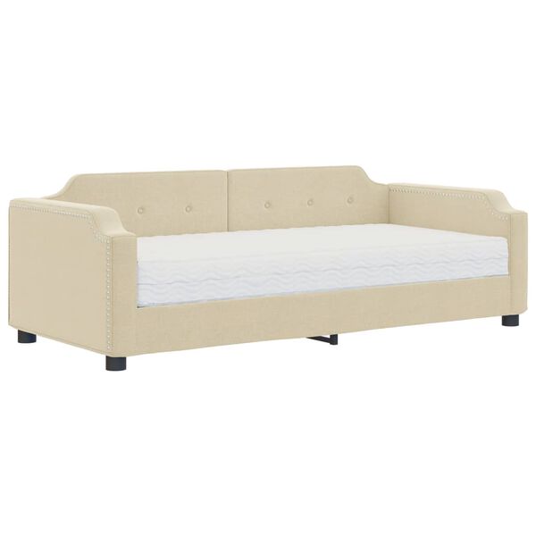 vidaXL Sofa z materacem do spania, kremowa, 80x200 cm, tkanina