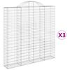 vidaXL Kosze gabionowe, 3 szt, 200x30x200/220 cm, galwanizowane żelazo