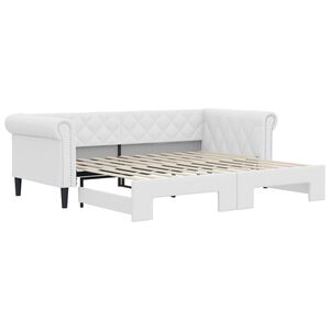 vidaXL Sofa rozsuwana, biała, 90x200 cm, sztuczna sk&oacute;ra