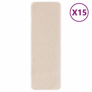 vidaXL Mats antypoślizgowe na schody 15 szt. 60 x 25 cm Kremowy PP