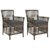 vidaXL Fotel na zewnątrz 2 pcs Szary i ciemnoszary polirattan