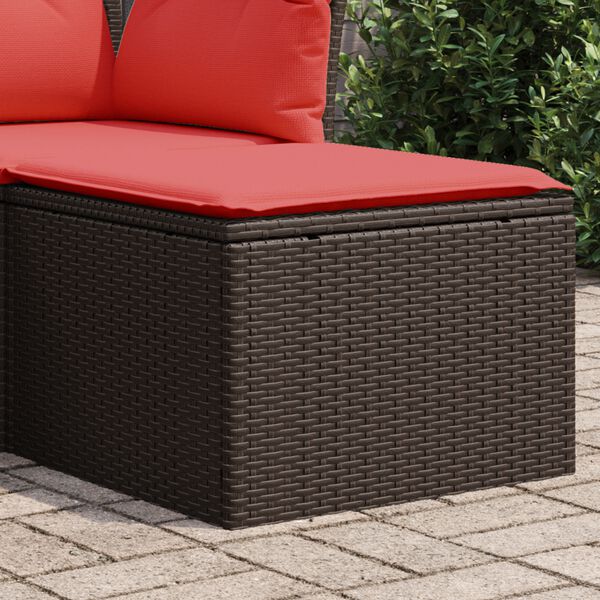 vidaXL Taboret ogrodowy z poduszką Brązowy 55x55x37 cm Polirattan