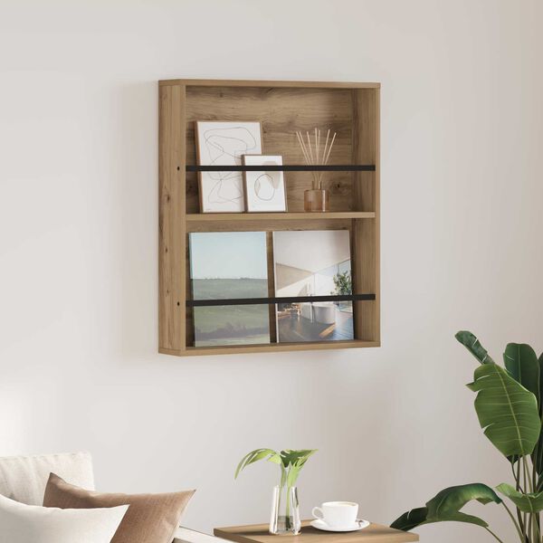 vidaXL Regał na gazety z p&oacute;łką Dąb rzemieślniczy 60 x 12 x 70 cm