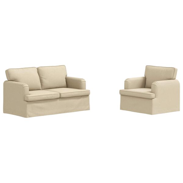 vidaXL Sofa 2 pcs Kremowy 144 x 80 x 85 cm tkanina