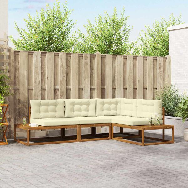 vidaXL Zestaw sof na zewnątrz 4 Sztuka Naturalny i Kremowy
