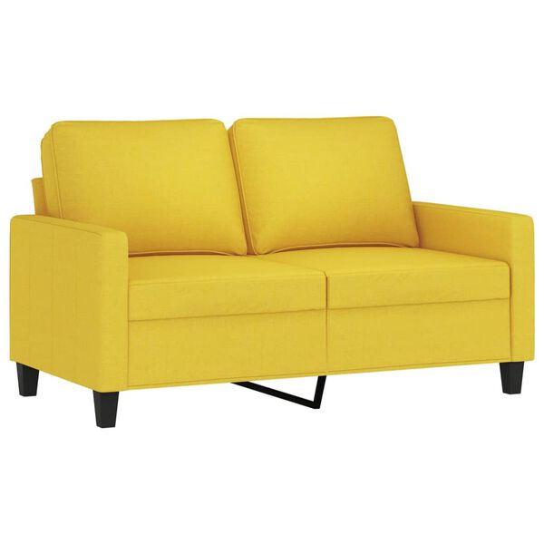 vidaXL Sofa 2-osobowa, jasnoż&oacute;łta, 120 cm, tapicerowana tkaniną