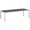 vidaXL St&oacute;ł ogrodowy, biały, 250x100x75cm, rattan PE i szkło hartowane