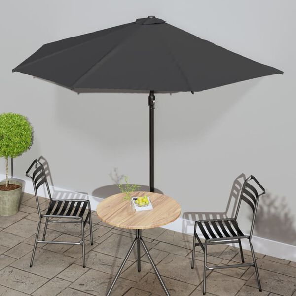 vidaXL Półparasol balkonowy na słupku z aluminium, 300x155cm, antracyt