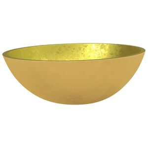 vidaXL Umywalka ze szkła, 50x37x14 cm, złota