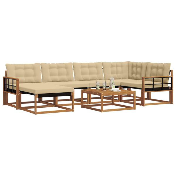 vidaXL Zestaw sof na zewnątrz z poduszką 19 pcs Naturalny i Beżowy