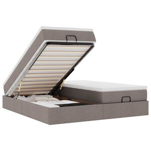 vidaXL Rama ł&oacute;żka otomana z materacami, taupe, 160x200 cm, tkanina