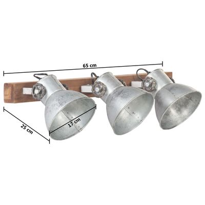vidaXL Industrialna lampa ścienna, srebrna, 65x25 cm, E27