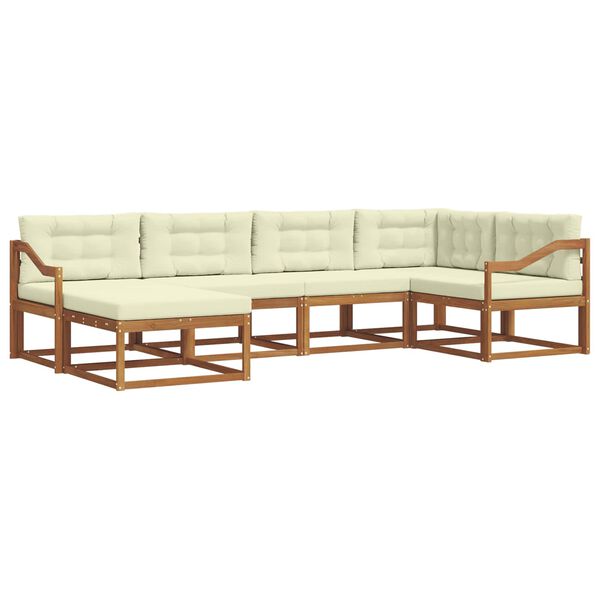 vidaXL Zestaw sof na zewnątrz z poduszką 6 pcs Naturalny i Kremowy