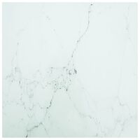 vidaXL Blat stołu, biały, 70x70 cm, 6 mm, szkło ze wzorem marmuru