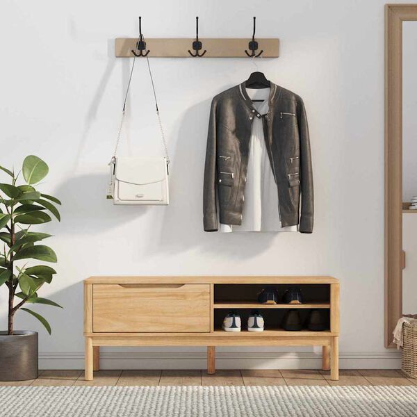 vidaXL Ławka do korytarza z p&oacute;łką FLORO Woskowy Brąz 115 x 40 x 45 cm