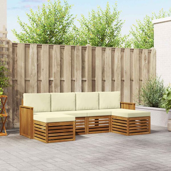 vidaXL Zestawy sof 6 pcs Naturalny i Kremowy Lite Drewno Akacji