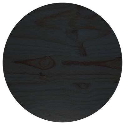 vidaXL Blat stołu, czarny, Ø30x2,5 cm, lite drewno sosnowe