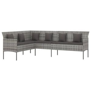vidaXL Ogrodowa sofa narożna z poduszkami, szary polirattan