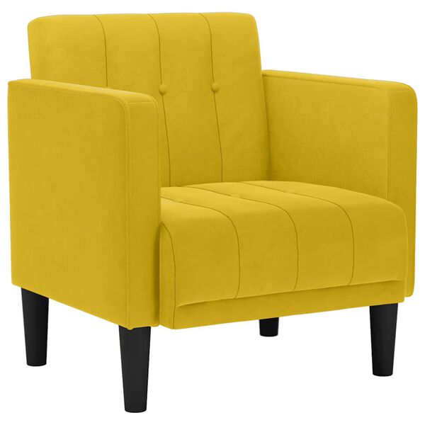 vidaXL Sofa Fotel z Podłokietnikami Ż&oacute;łty 53 cm Aksamit