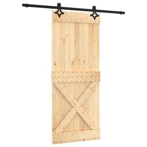 vidaXL Drzwi przesuwne 85 x 210 cm Lite Drewno Sosnowe (Nieobrobione)