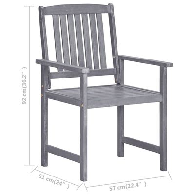 vidaXL Krzesła ogrodowe, poduszki, 8 szt., lite drewno akacjowe, szare