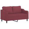 vidaXL 2-osobowa sofa z poduszkami, winna czerwień, 140 cm, tkanina