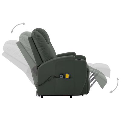 vidaXL Fotel masujący, ułatwiający wstawanie, antracyt, sztuczna skóra