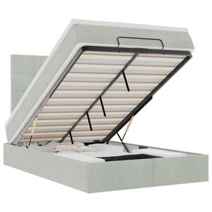 vidaXL Rama ł&oacute;żka otomana z materacami, szara, 120x200 cm, aksamit