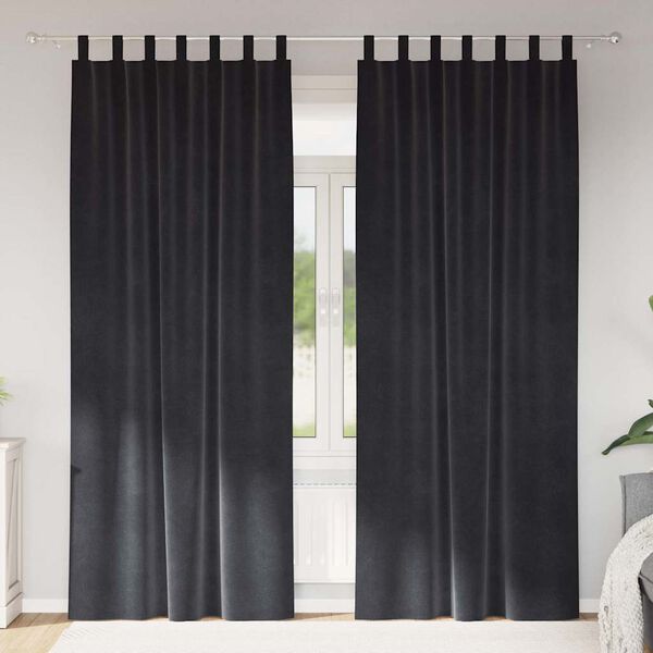 vidaXL Zasłony zaciemniające 2 pcs Ciemnoszary 140 x 225 cm Aksamit