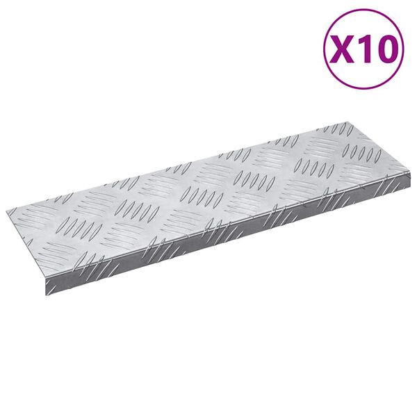 vidaXL Stopień Prostokątny 10 pcs Srebrny 60 x 18 cm Aluminium