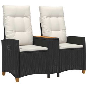vidaXL Leżanka z stolikiem 2 -Seater 126 x 65 x 112 cm polirattan