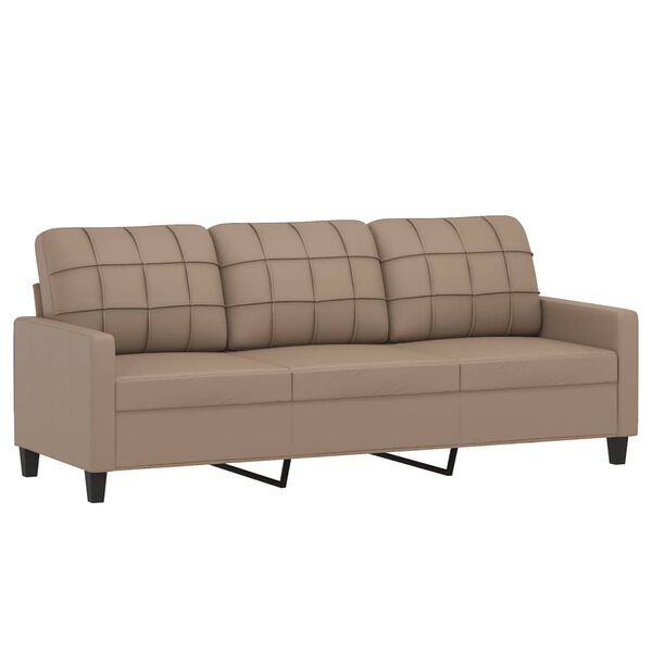 vidaXL 3-osobowa sofa z podn&oacute;żkiem, cappuccino, 180 cm, sztuczna sk&oacute;ra