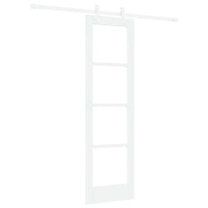 vidaXL Drzwi przesuwne 61 x 198,5 cm Lite drewno sosnowe i szkło Biały