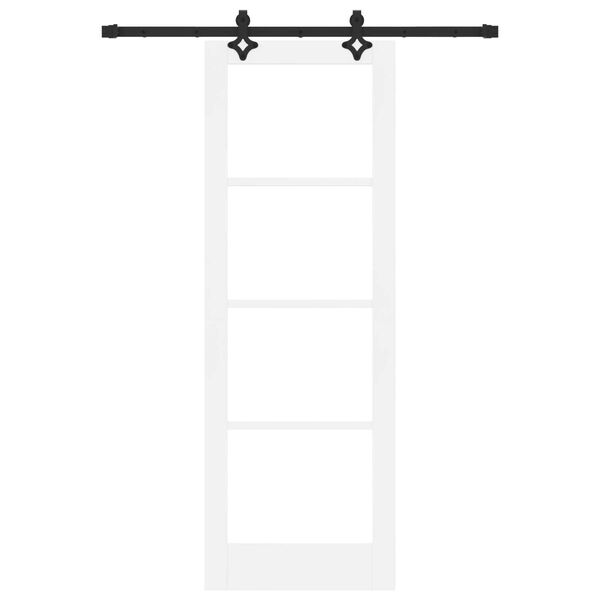 vidaXL Drzwi przesuwne Biały 73,5 x 211 cm Lite drewno sosnowe i szkło