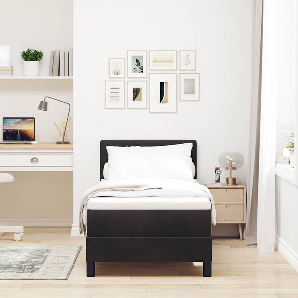 vidaXL Ł&oacute;żko sprężynowe z materacem Czarny 80 x 200 cm Aksamit