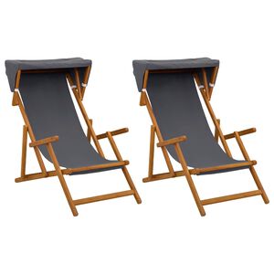 vidaXL Fotel ogrodowy 2 pcs 3 Pozycja Lite Drewno Eukaliptusowe Szary