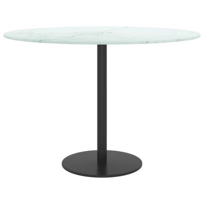 vidaXL Blat do stołu, biały, Ø60x0,8 cm, szkło ze wzorem marmuru